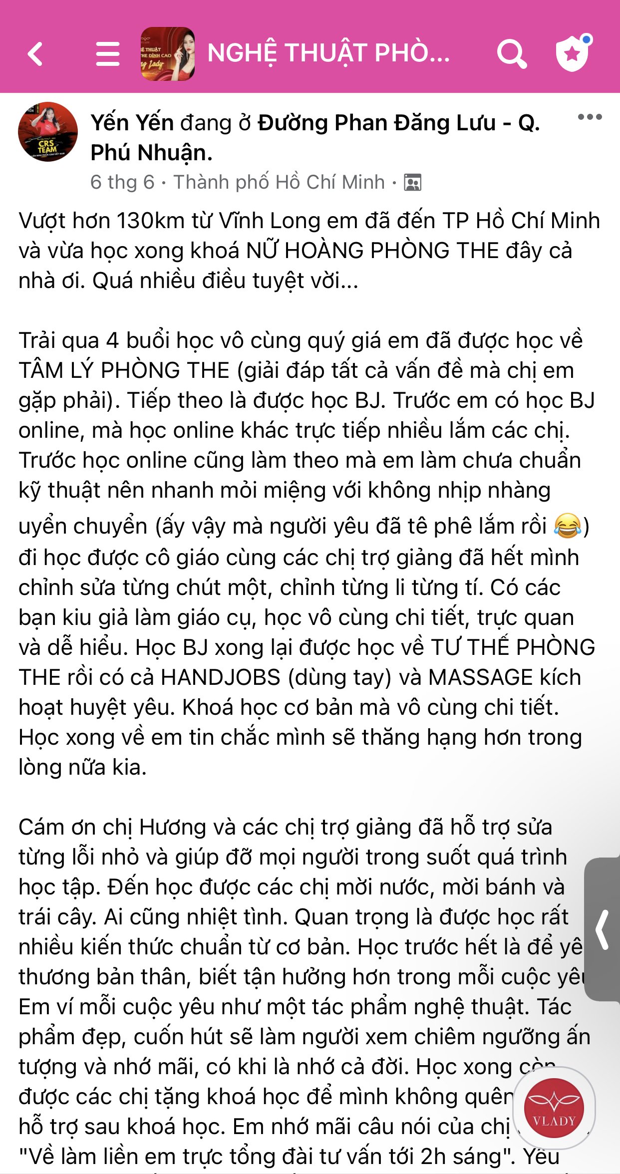 đánh giá lớp học nữ hoàng phòng the