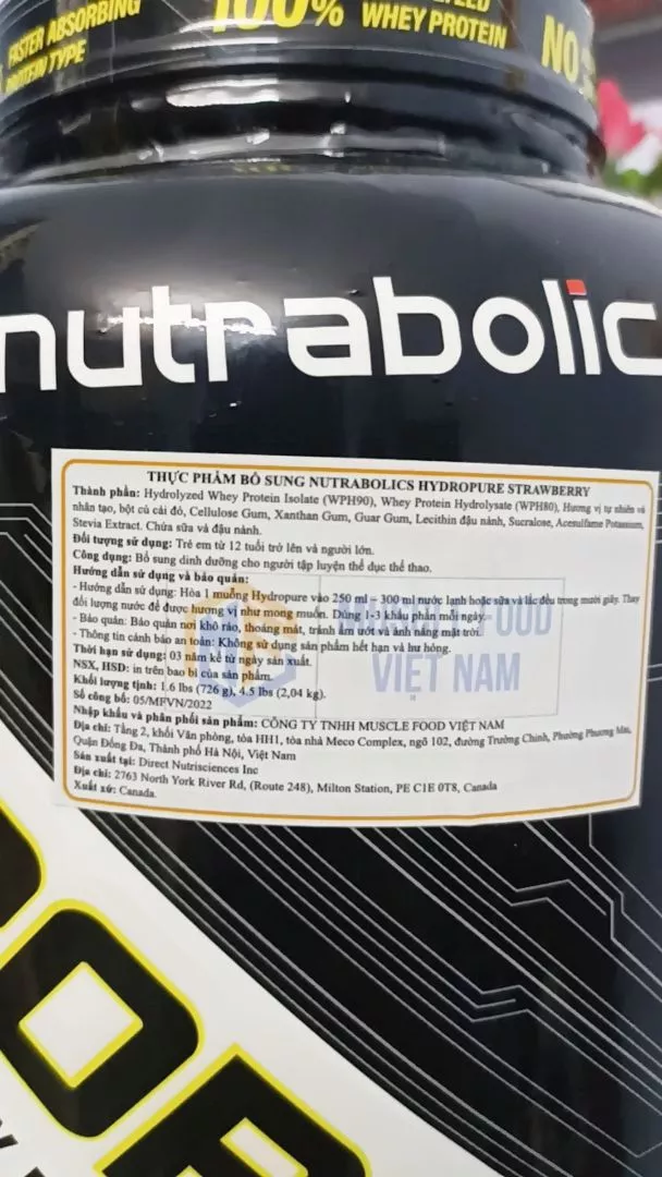 nhãn muscle food whey hydropure